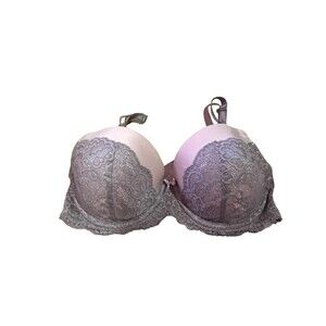 Victoria's Secret Dream Angels Grey Lace & Light Pink Bra Size 32DD